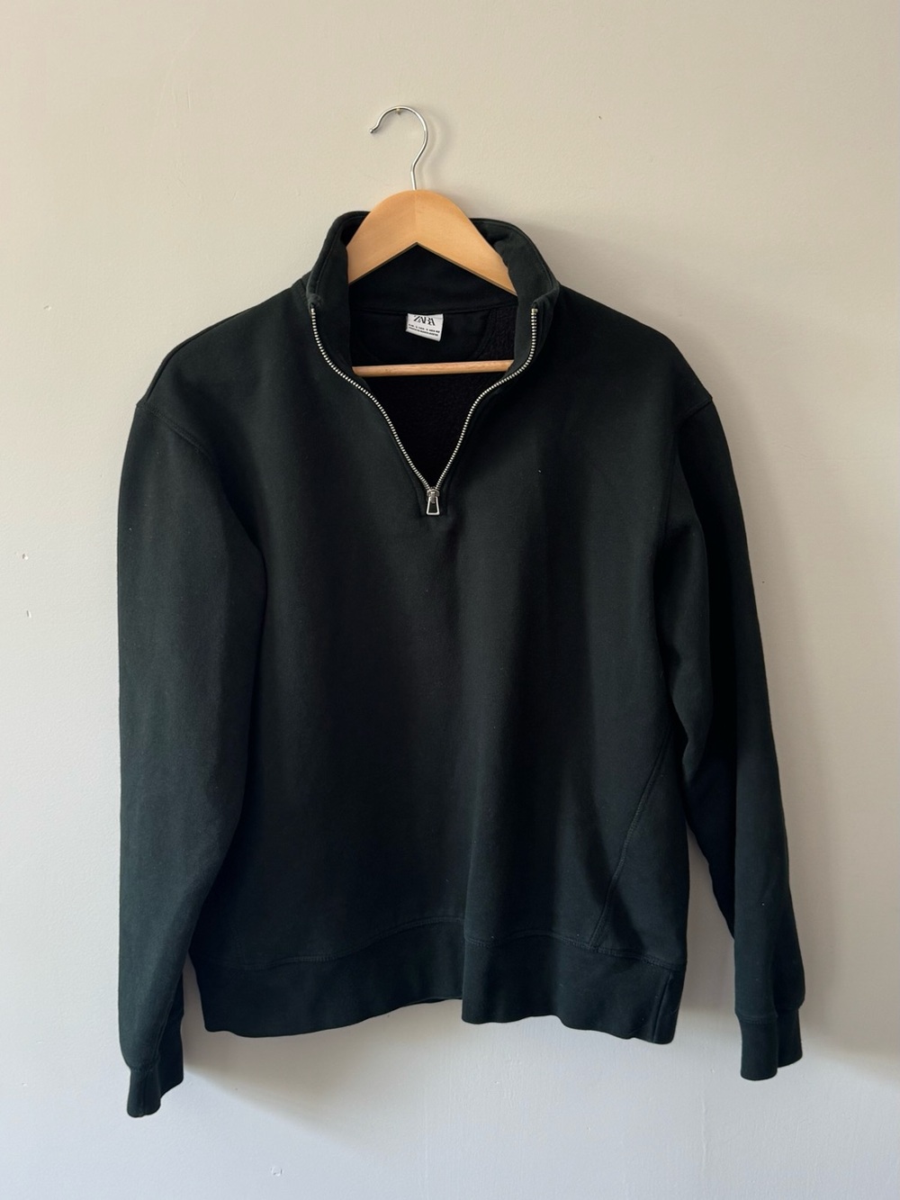 Zara Quarter-Zip Pullover Sweatshirt, Dark Green, Large